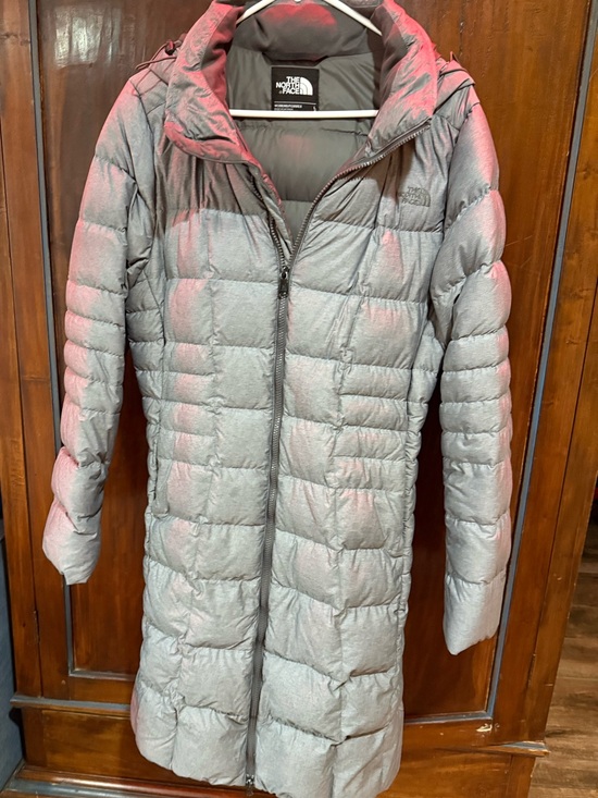 The North Face Jackets & Blazers - The North Face Women's Long Quilted Hooded Puffer Coat in Light Gray